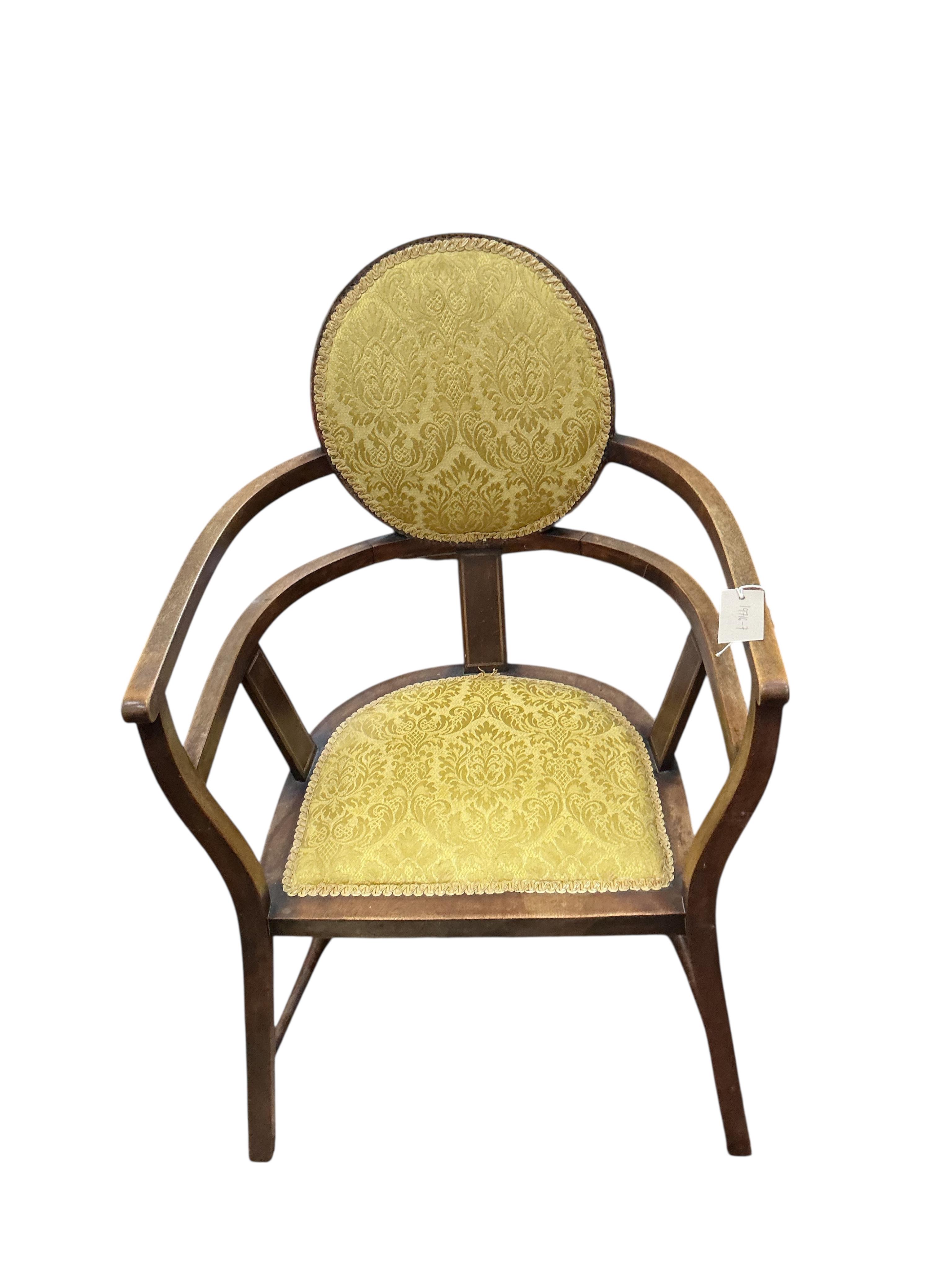 Christopher Pratt, Bradford Arts & Crafts, A mahogany tub framed elbow chair, width 52cm, depth 40cm, height 90cm